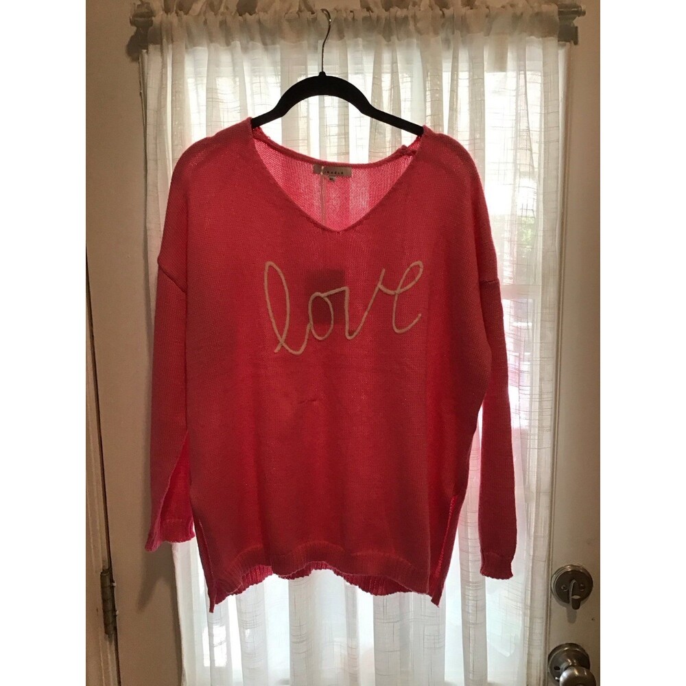 Boutique Brand V neck pink crewneck Love Sweater